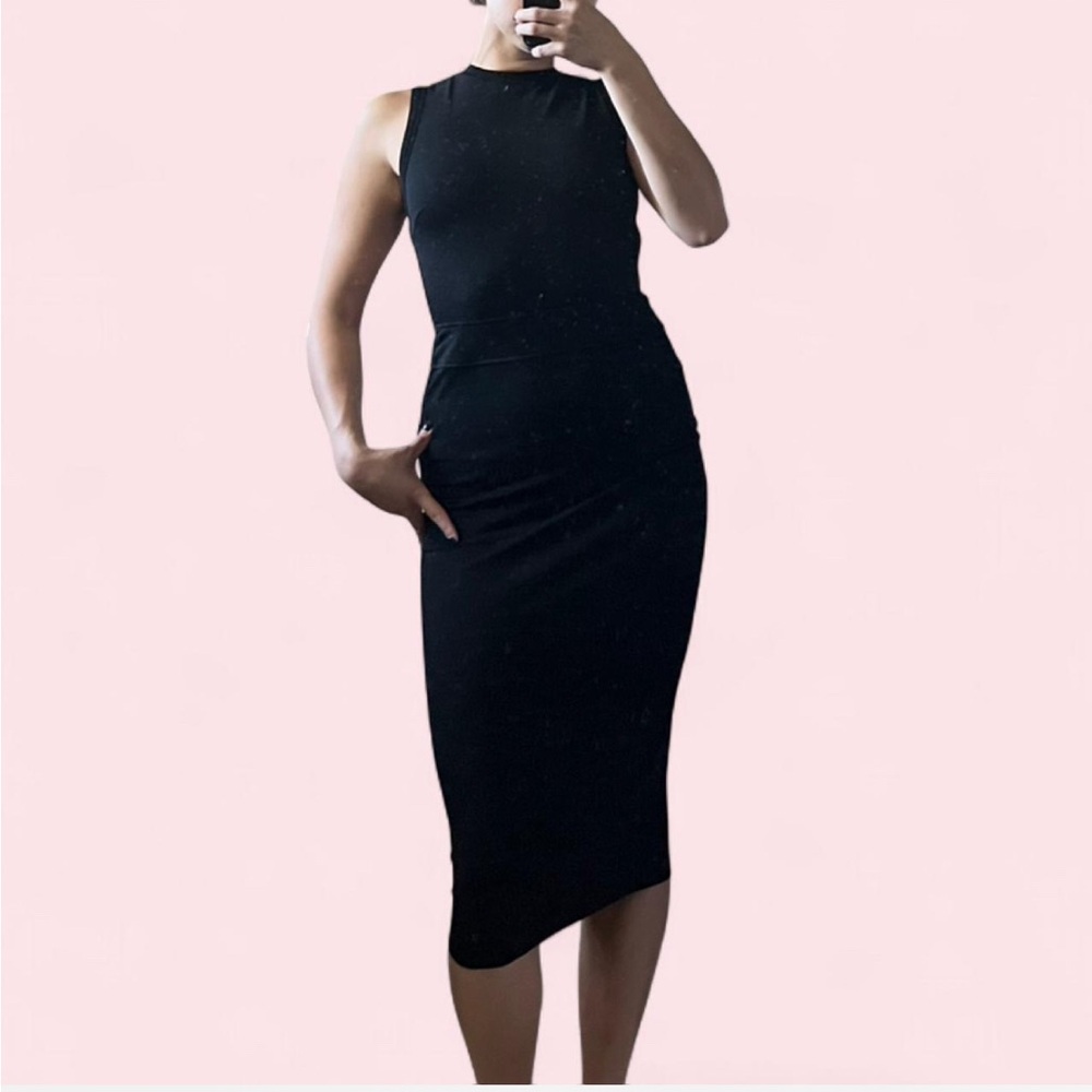 Black Formal Open Back Midi Dress
